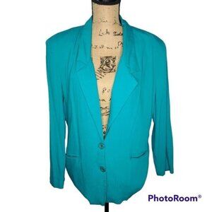Vintage 80's Teal Lightweight Oversized Blazer Large